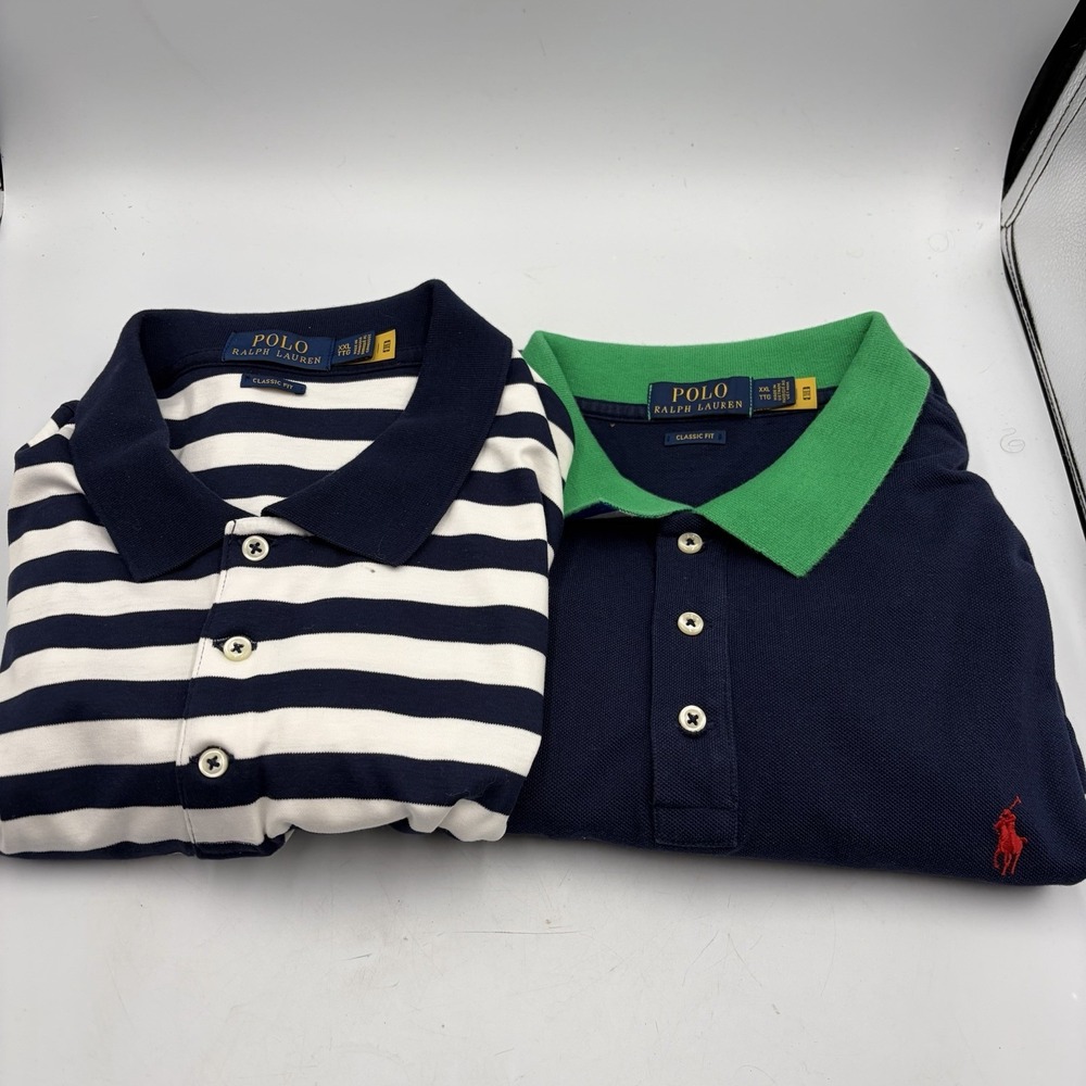 2 Polo Ralph Lauren Mens XXL Short Sleeve Polos Shirts Blue Classic Fit